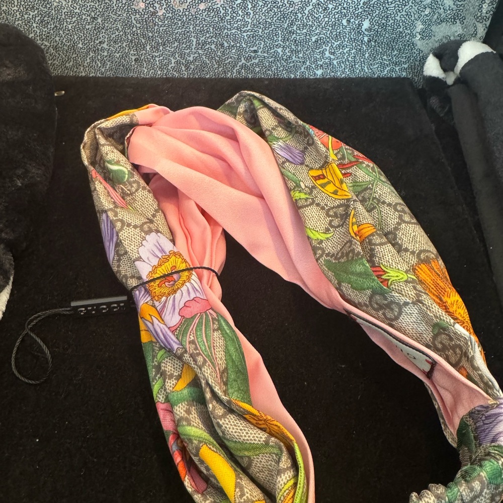 Gucci Pink and Orange Floral Hairband - Picture 4 of 8